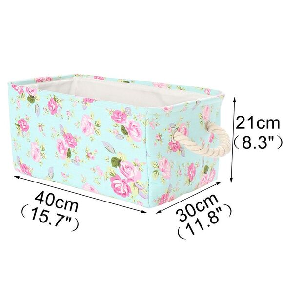 Foldable Storage Baskets with Handles Storage Bins Clothes Organizers Floral - Picture 3 of 6